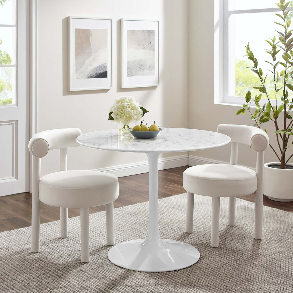 Lippa 40" Round Faux Marble Dining Table - White