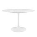 Lippa 48" Round Faux Marble Dining Table - White