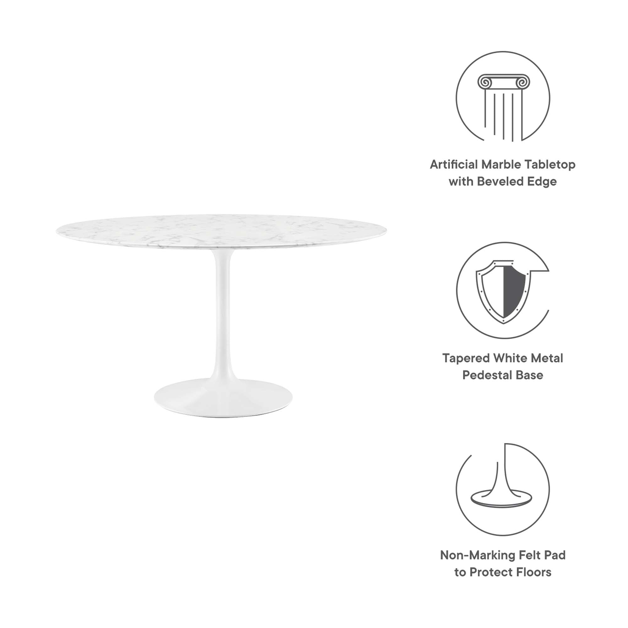 Lippa 48" Round Faux Marble Dining Table - White