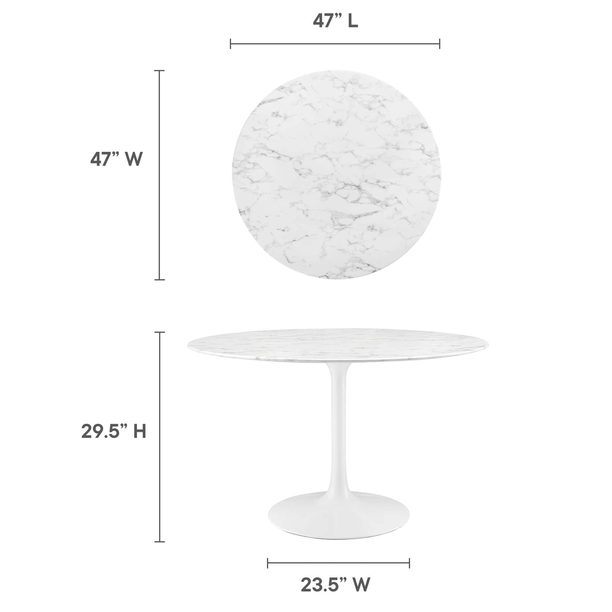 Lippa 48" Round Faux Marble Dining Table - White