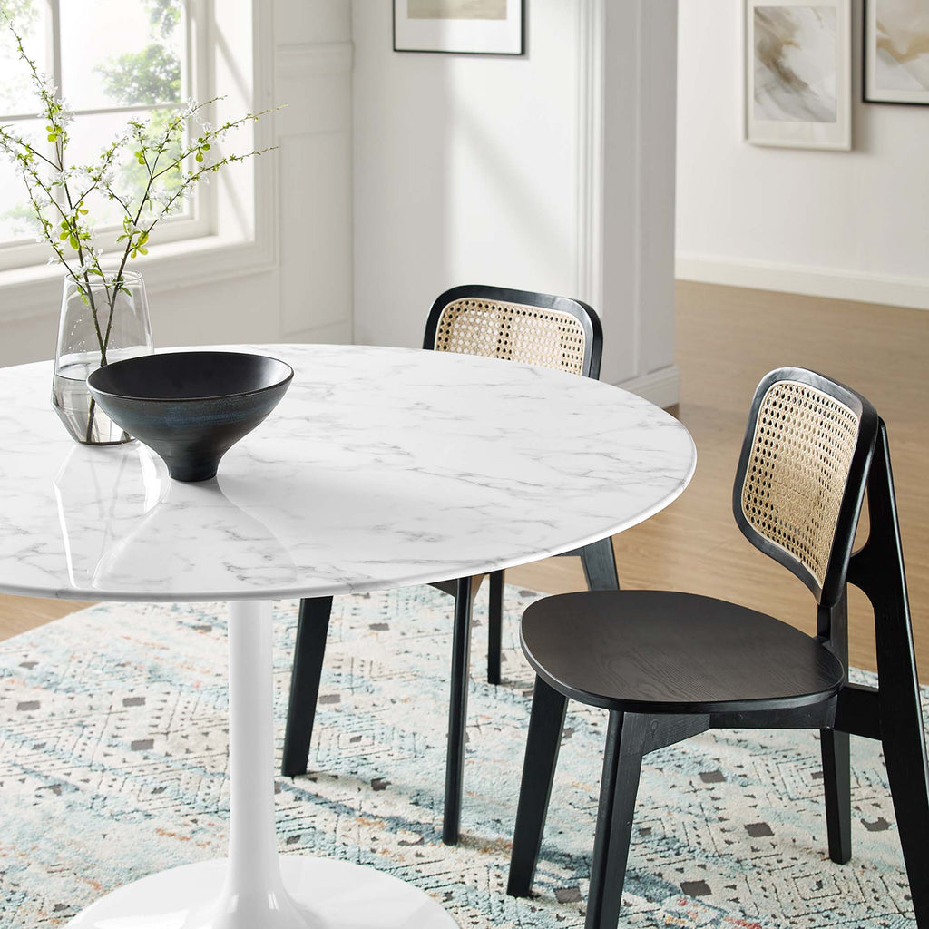 Lippa 48" Round Faux Marble Dining Table - White