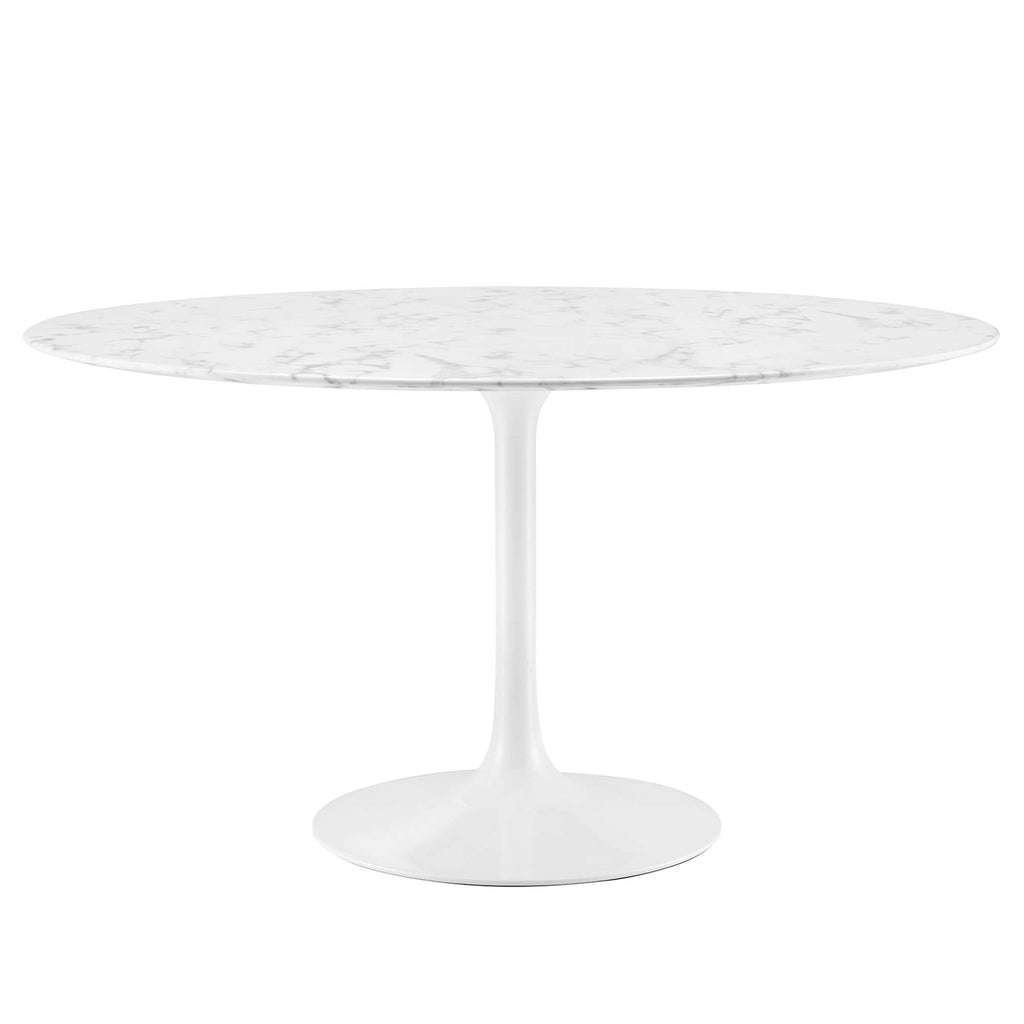 Lippa 54" Round Faux Marble Dining Table - White