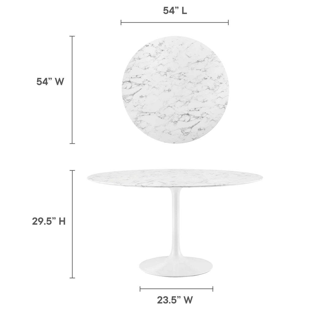 Lippa 54" Round Faux Marble Dining Table - White