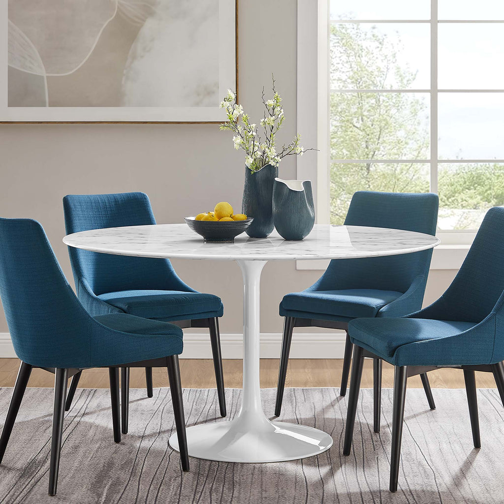 Lippa 54" Round Faux Marble Dining Table - White