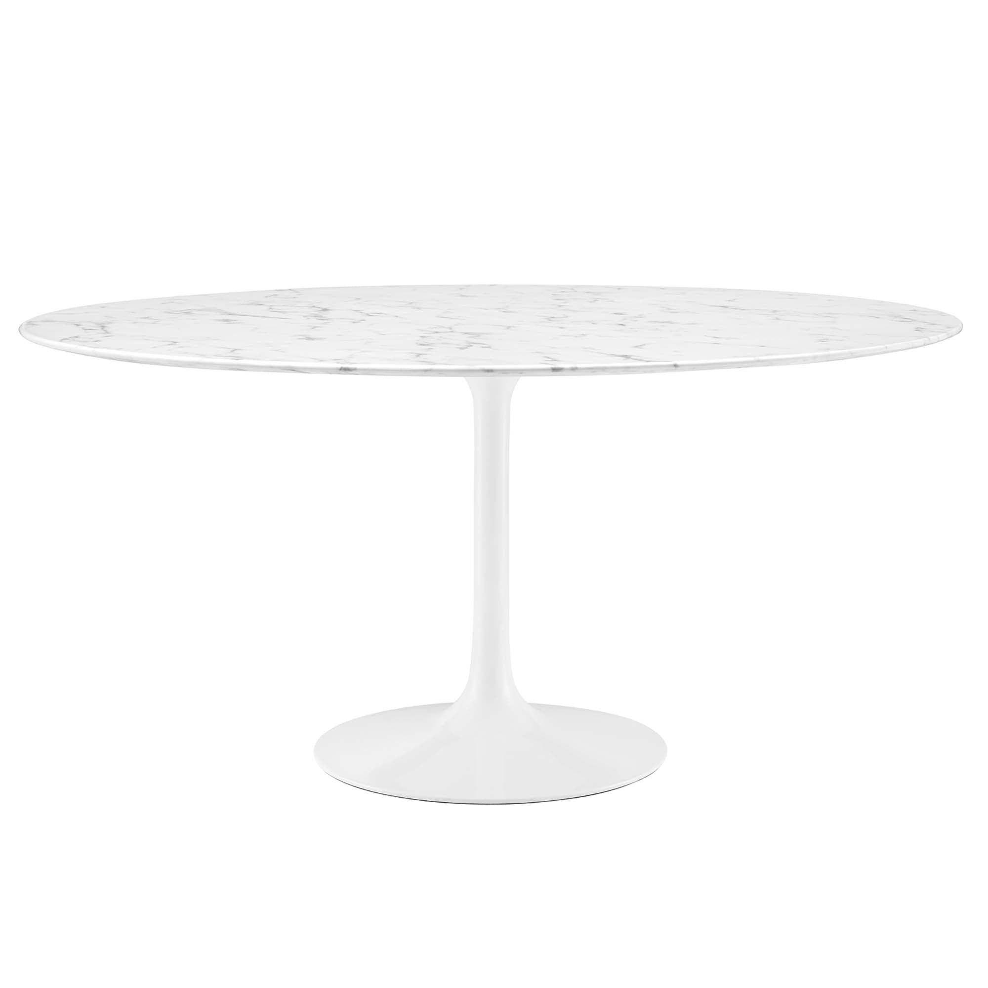 Lippa 60" Round Faux Marble Dining Table - White