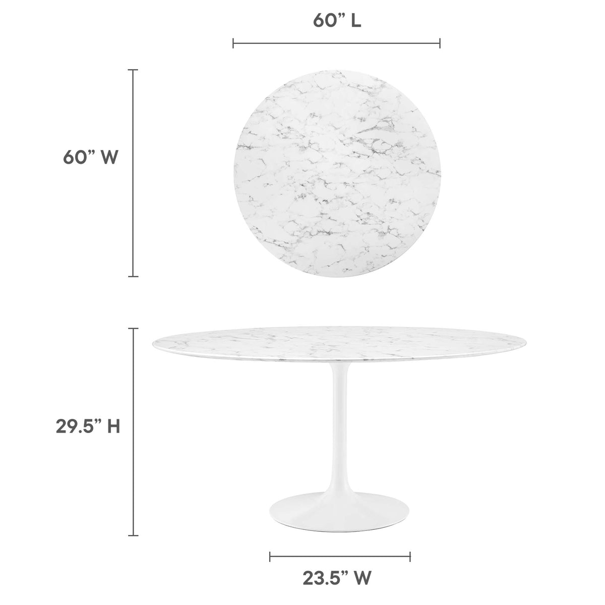 Lippa 60" Round Faux Marble Dining Table - White