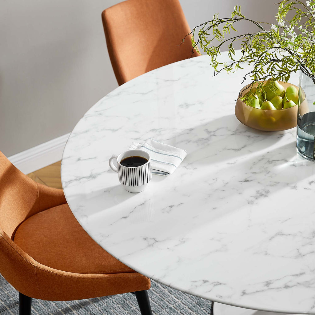 Lippa 60" Round Faux Marble Dining Table - White