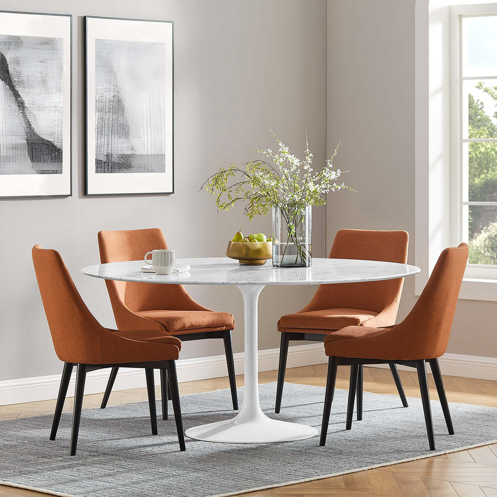Lippa 60" Round Faux Marble Dining Table - White