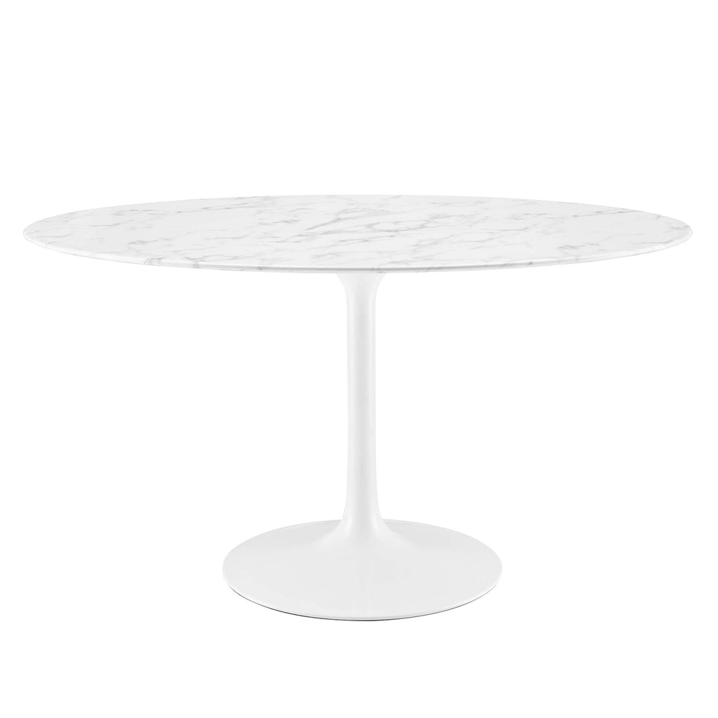 Lippa 54" Oval Faux Marble Dining Table - White