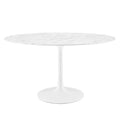 Lippa 54" Oval Faux Marble Dining Table - White