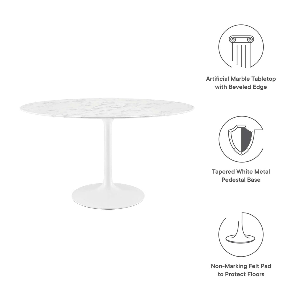 Lippa 54" Oval Faux Marble Dining Table - White