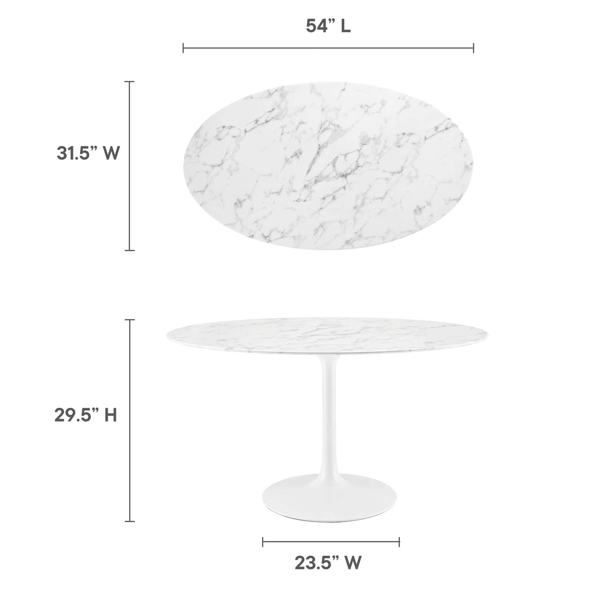 Lippa 54" Oval Faux Marble Dining Table - White
