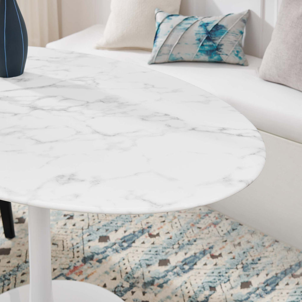 Lippa 54" Oval Faux Marble Dining Table - White