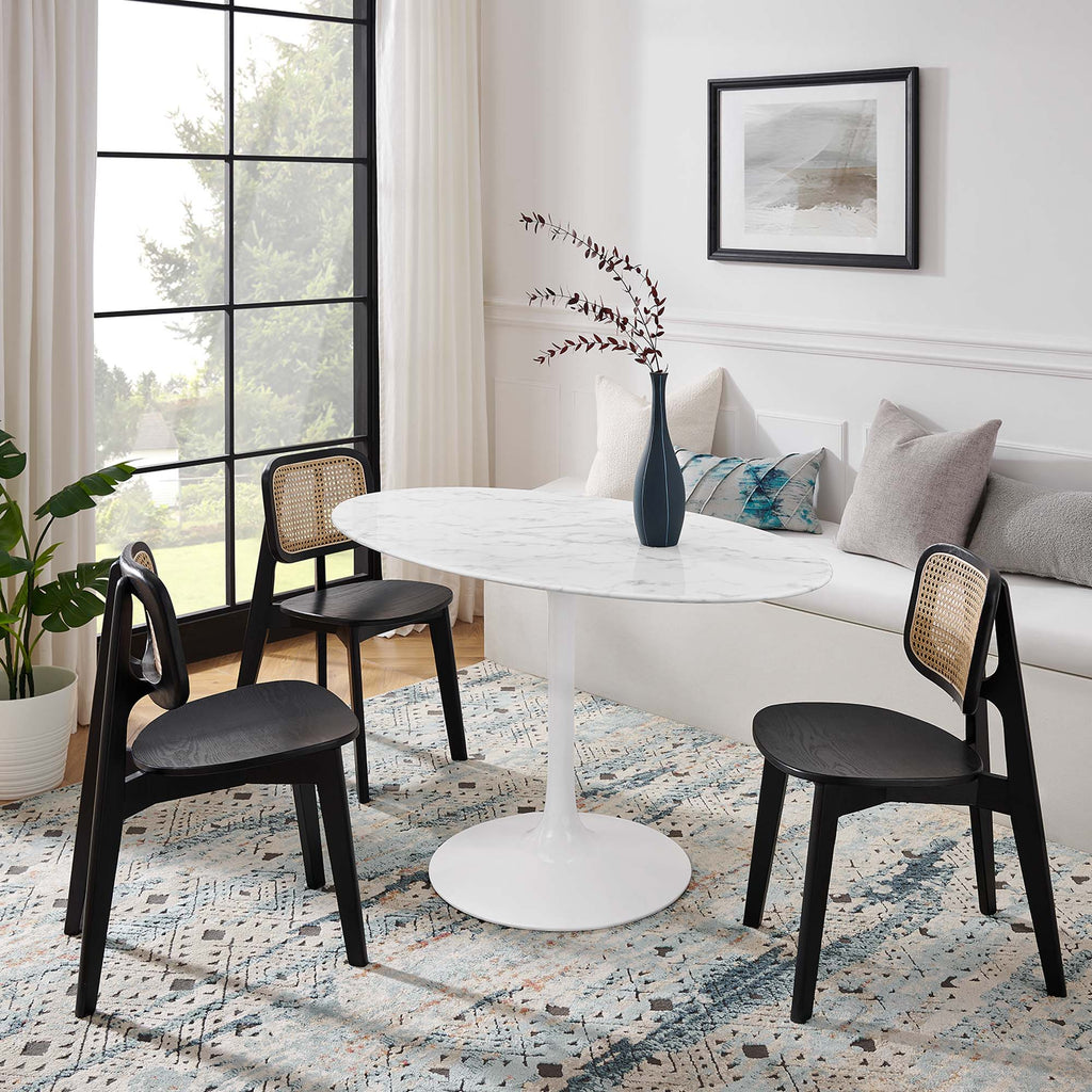 Lippa 54" Oval Faux Marble Dining Table - White