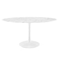 Lippa 60" Oval Faux Marble Dining Table - White