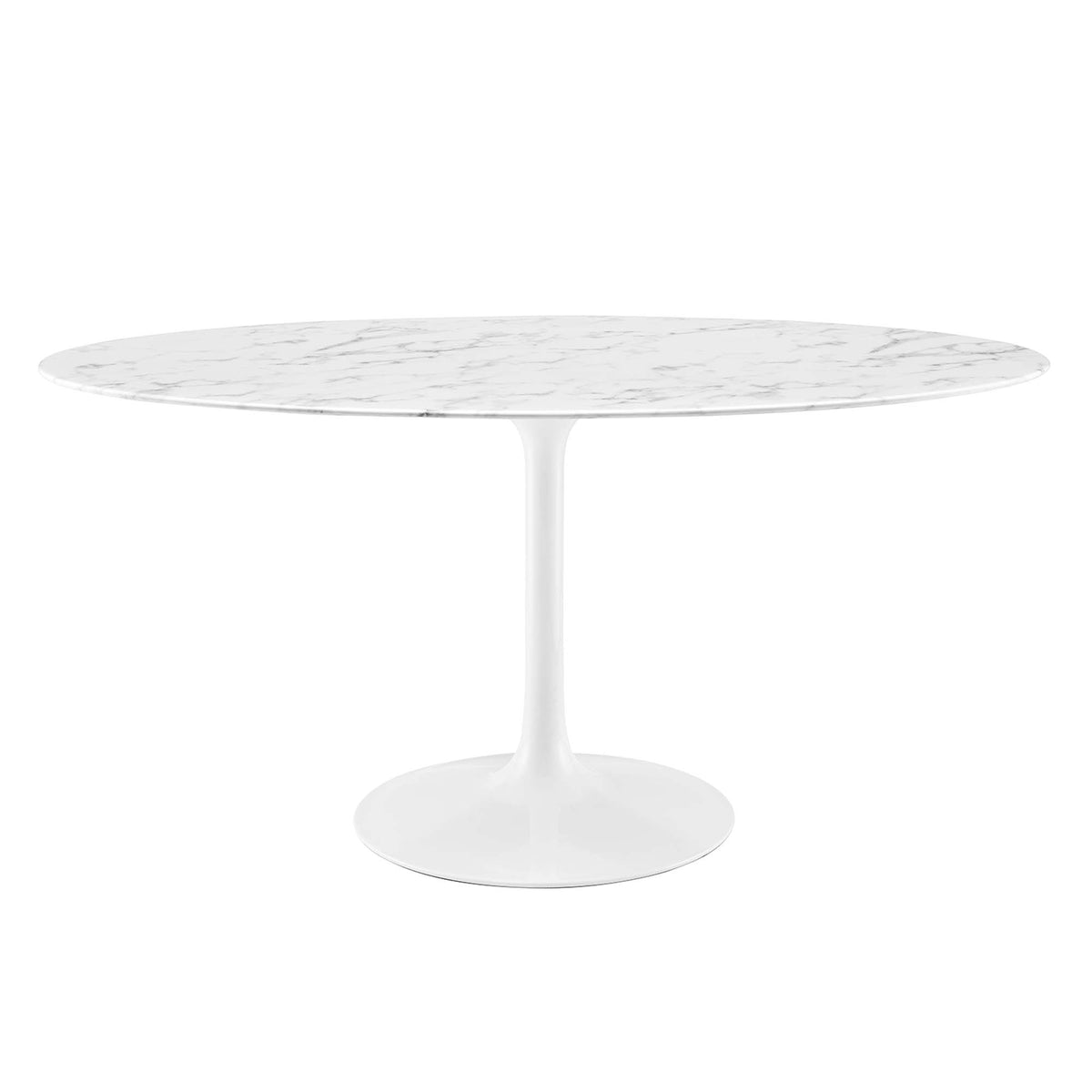 Lippa 60" Oval Faux Marble Dining Table - White