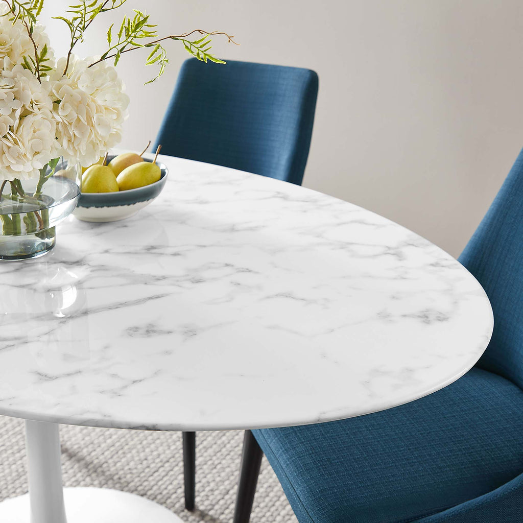 Lippa 60" Oval Faux Marble Dining Table - White