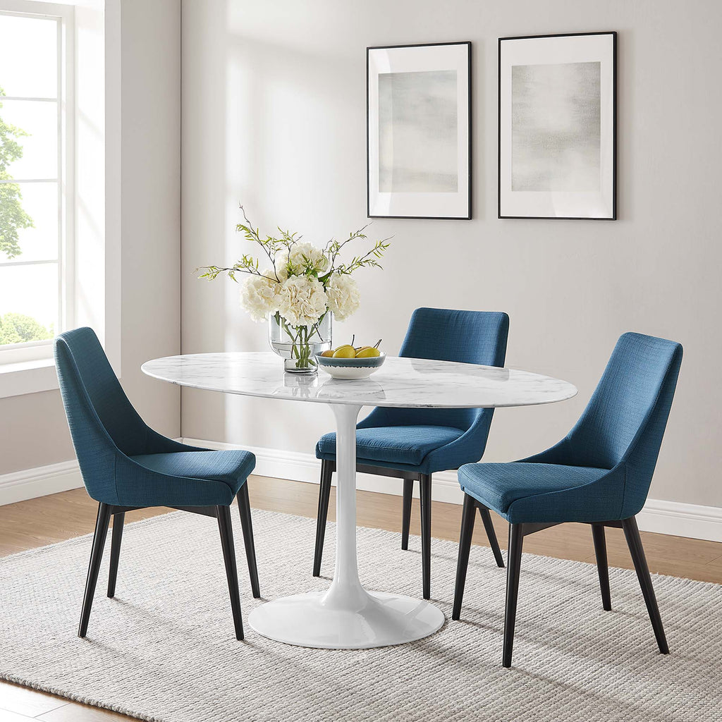 Lippa 60" Oval Faux Marble Dining Table - White