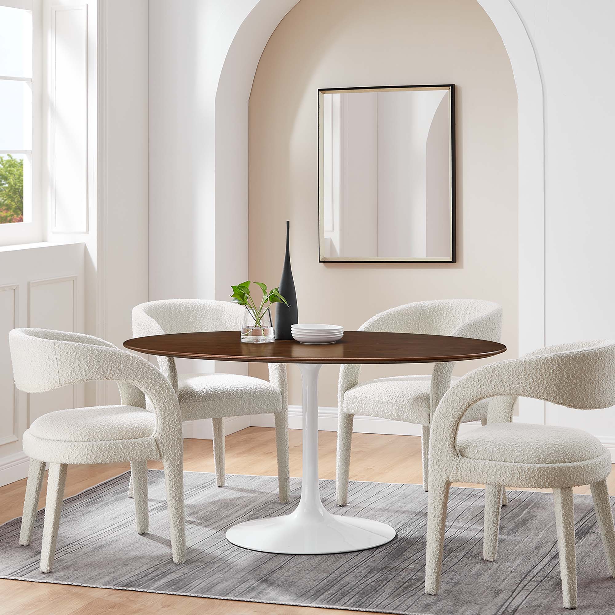 Lippa 60" Oval Wood Dining Table - Walnut