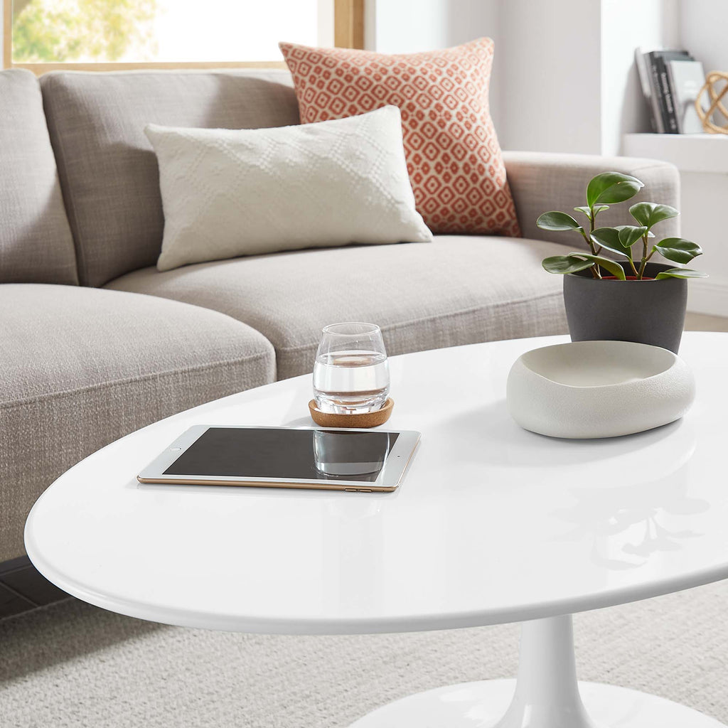 Lippa 42" Oval Wood Coffee Table - White
