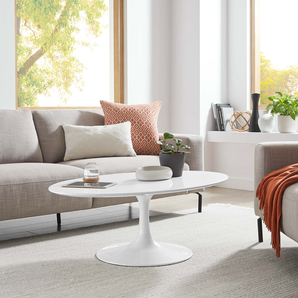 Lippa 42" Oval Wood Coffee Table - White