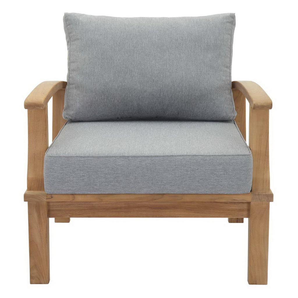 Marina Outdoor Patio Teak Armchair - Natural Gray