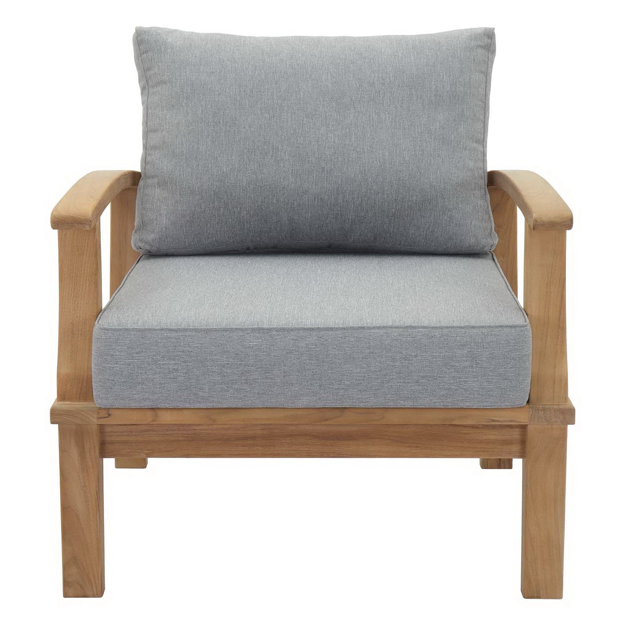 Marina Outdoor Patio Teak Armchair - Natural Gray