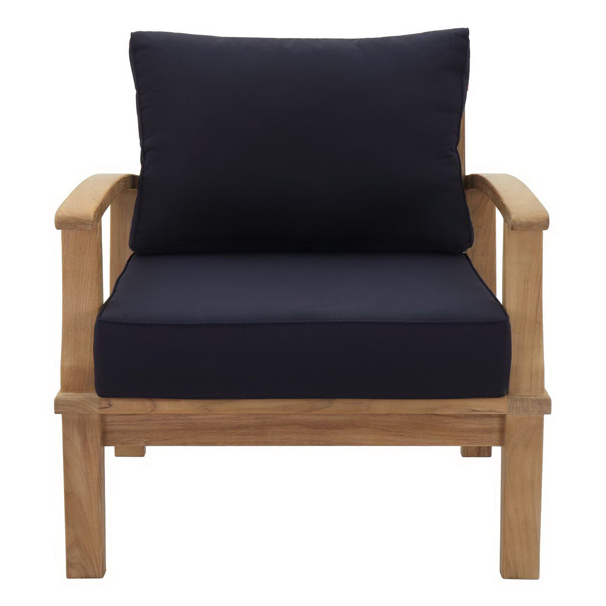 Marina Outdoor Patio Teak Armchair - Natural Navy