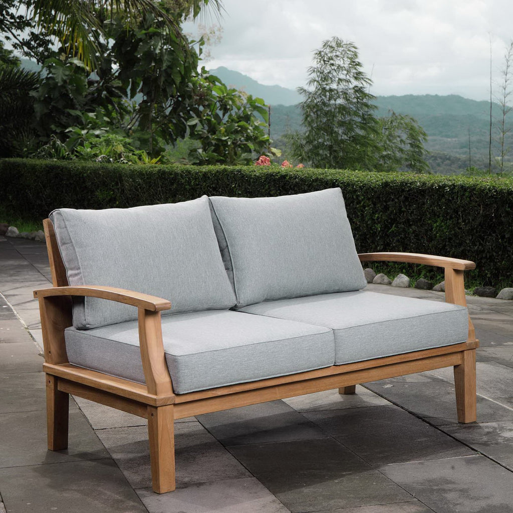 Marina Outdoor Patio Teak Loveseat - Natural Gray