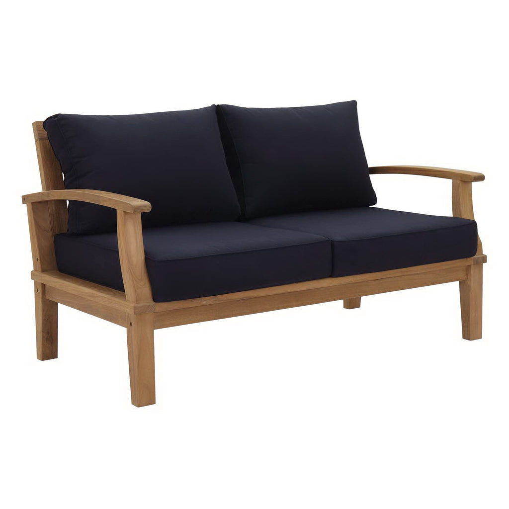 Marina Outdoor Patio Teak Loveseat - Natural Navy