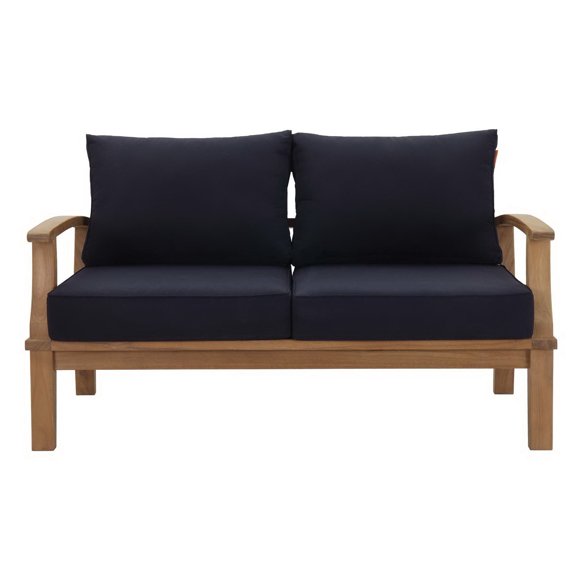Marina Outdoor Patio Teak Loveseat - Natural Navy