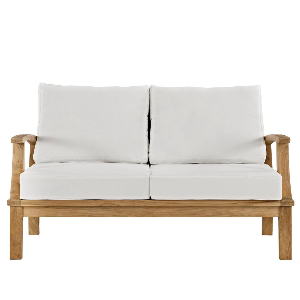 Marina Outdoor Patio Teak Loveseat - Natural White