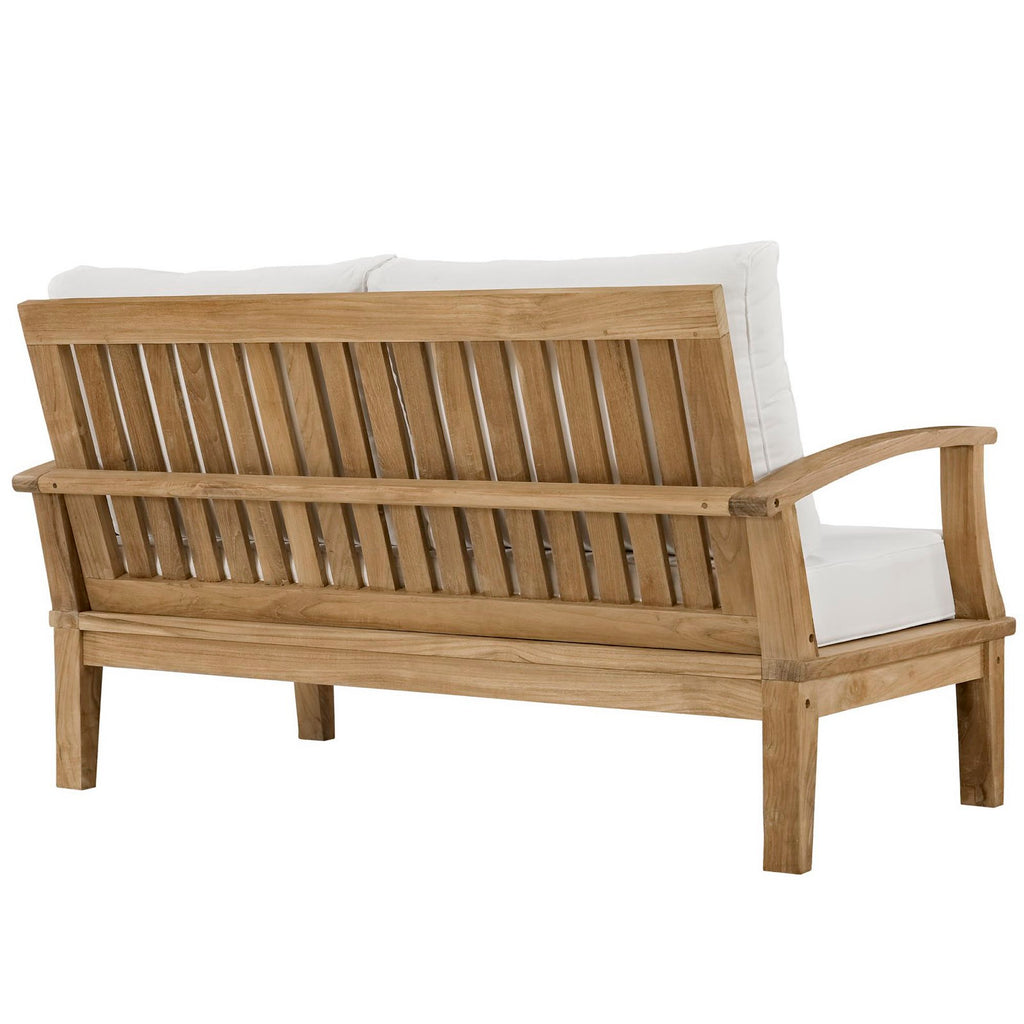 Marina Outdoor Patio Teak Loveseat - Natural White