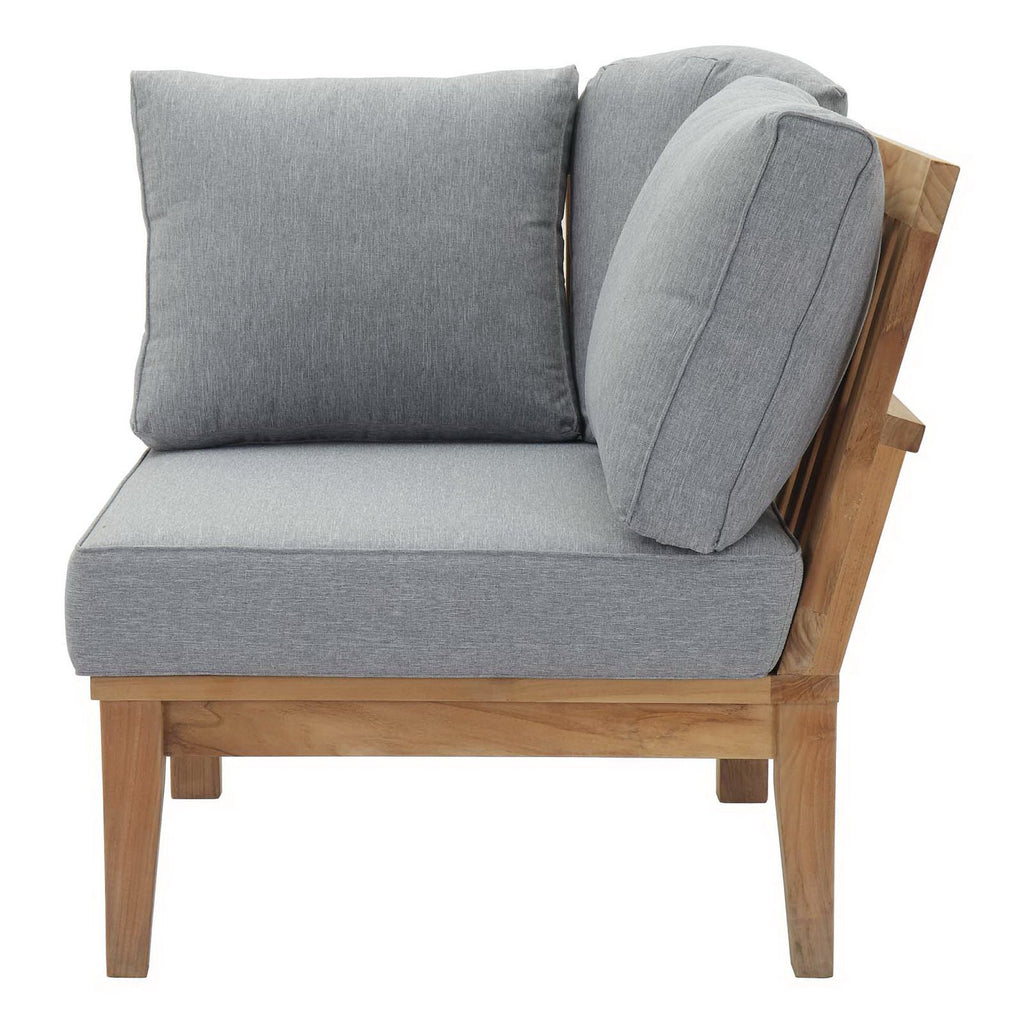 Marina Outdoor Patio Teak Corner Sofa - Natural Gray