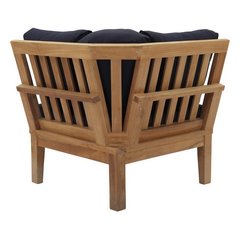 Marina Outdoor Patio Teak Corner Sofa - Natural Navy