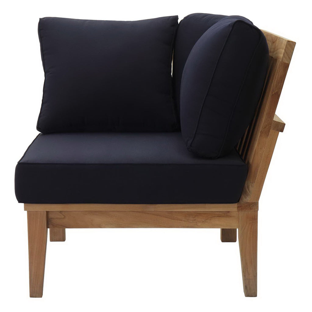 Marina Outdoor Patio Teak Corner Sofa - Natural Navy