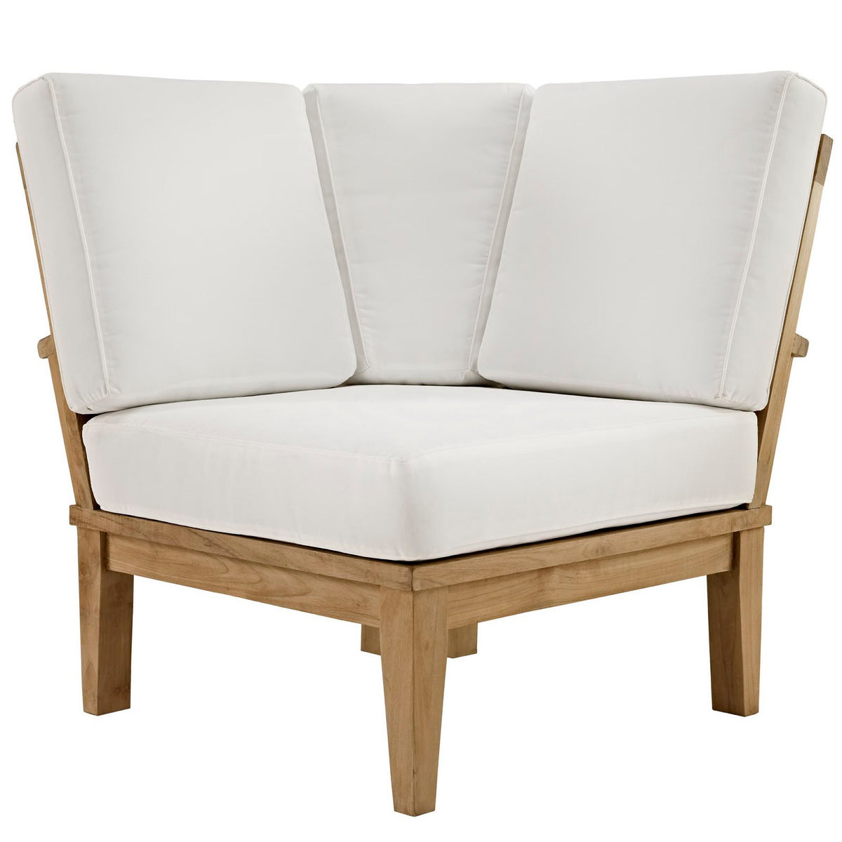 Marina Outdoor Patio Teak Corner Sofa - Natural White