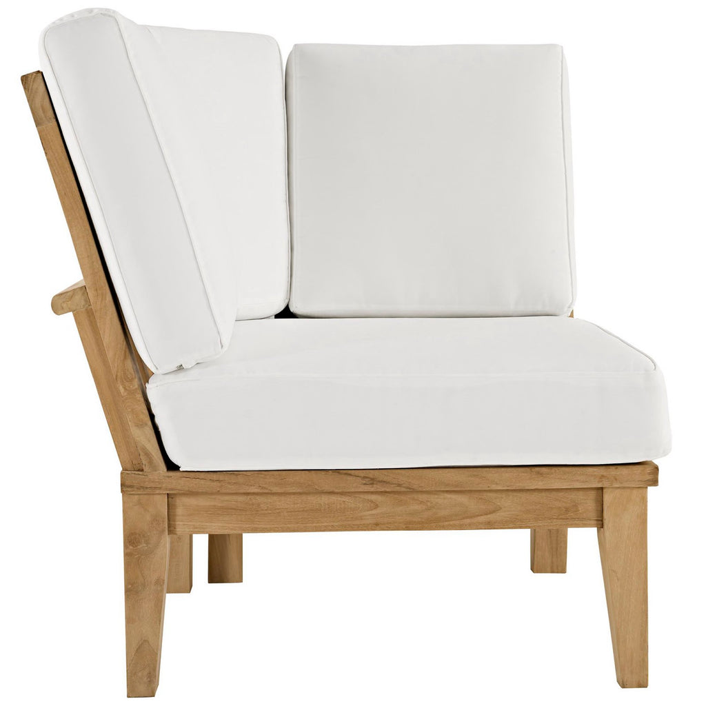 Marina Outdoor Patio Teak Corner Sofa - Natural White