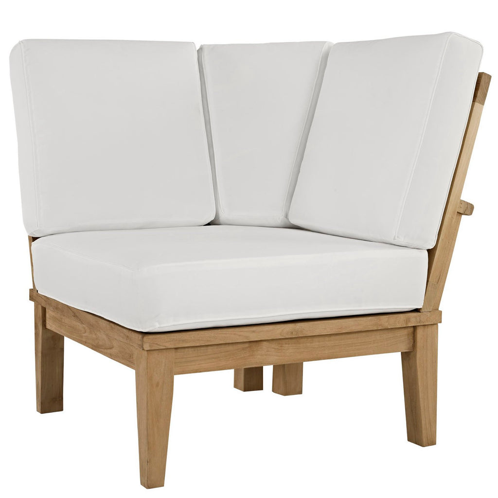 Marina Outdoor Patio Teak Corner Sofa - Natural White
