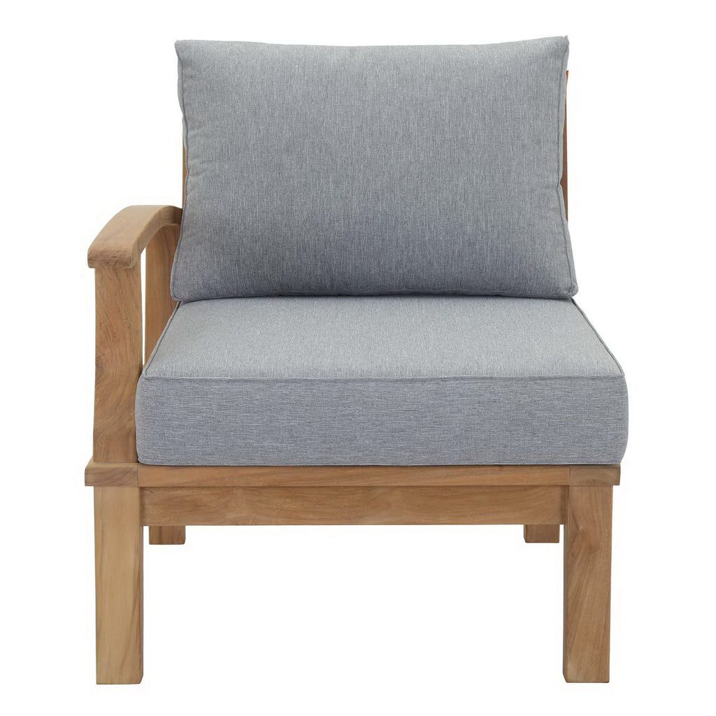Marina Outdoor Patio Teak Left-Facing Sofa - Natural Gray