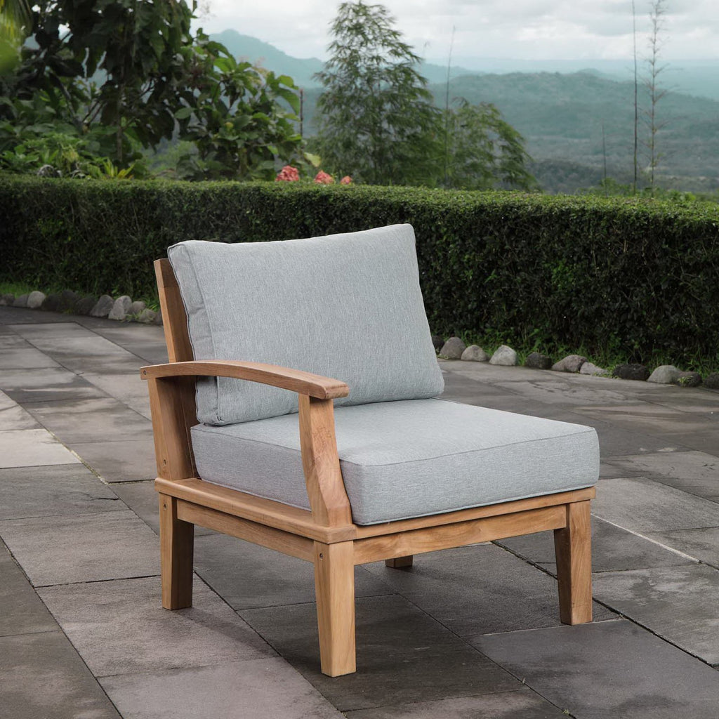 Marina Outdoor Patio Teak Left-Facing Sofa - Natural Gray
