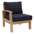 Marina Outdoor Patio Teak Left-Facing Sofa - Natural Navy