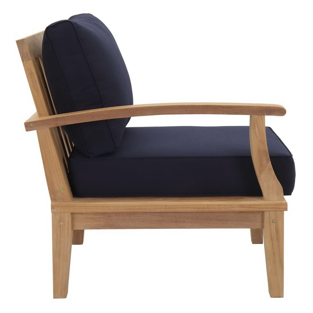 Marina Outdoor Patio Teak Left-Facing Sofa - Natural Navy