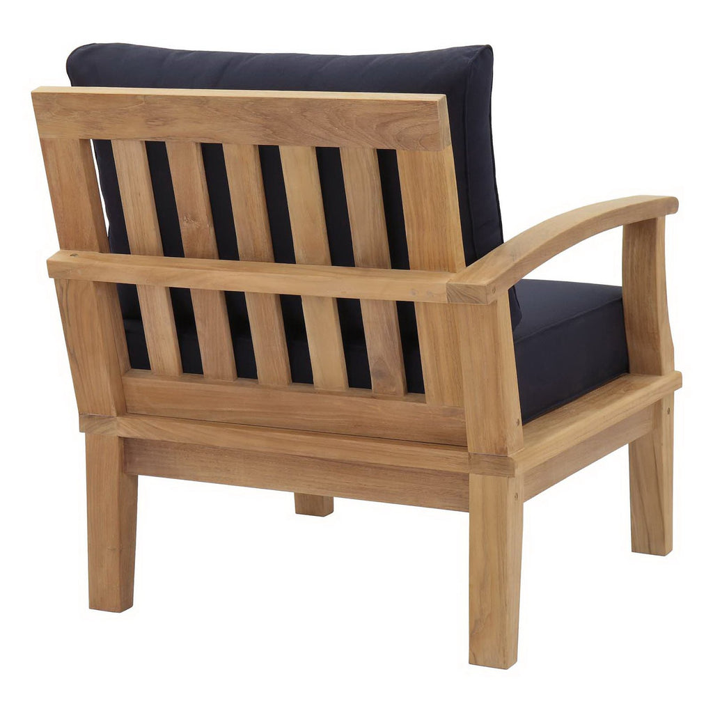 Marina Outdoor Patio Teak Left-Facing Sofa - Natural Navy