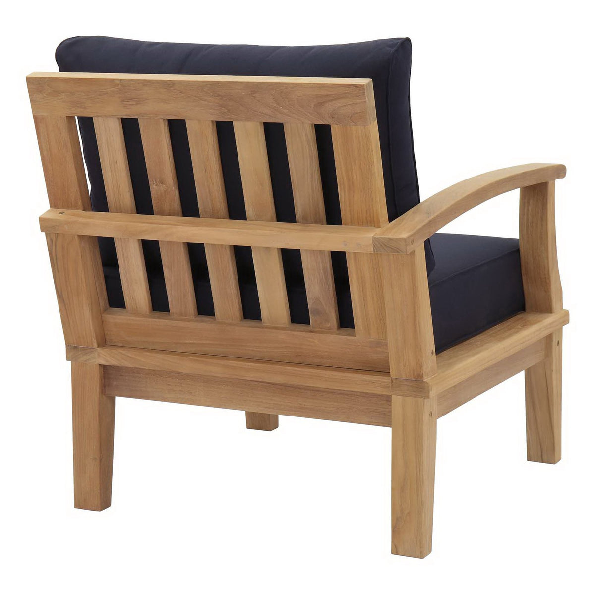 Marina Outdoor Patio Teak Left-Facing Sofa - Natural Navy