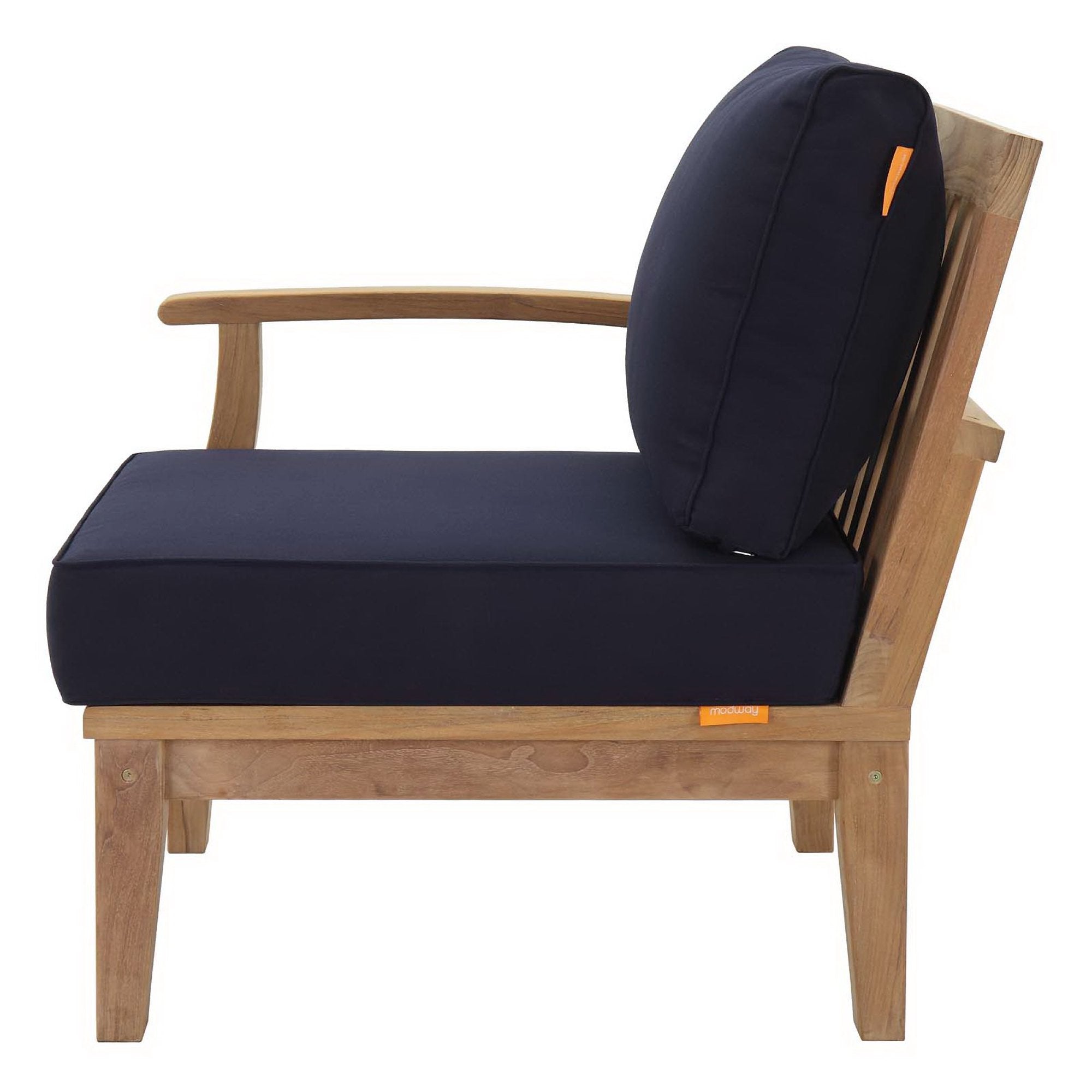 Marina Outdoor Patio Teak Left-Facing Sofa - Natural Navy
