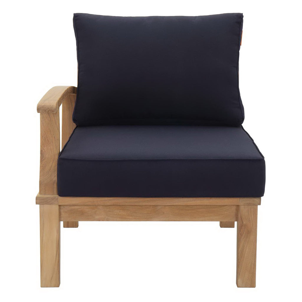 Marina Outdoor Patio Teak Left-Facing Sofa - Natural Navy
