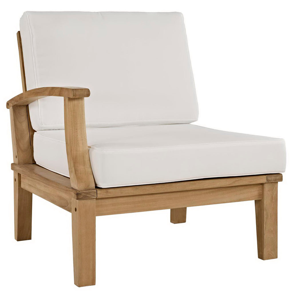 Marina Outdoor Patio Teak Left-Facing Sofa - Natural White