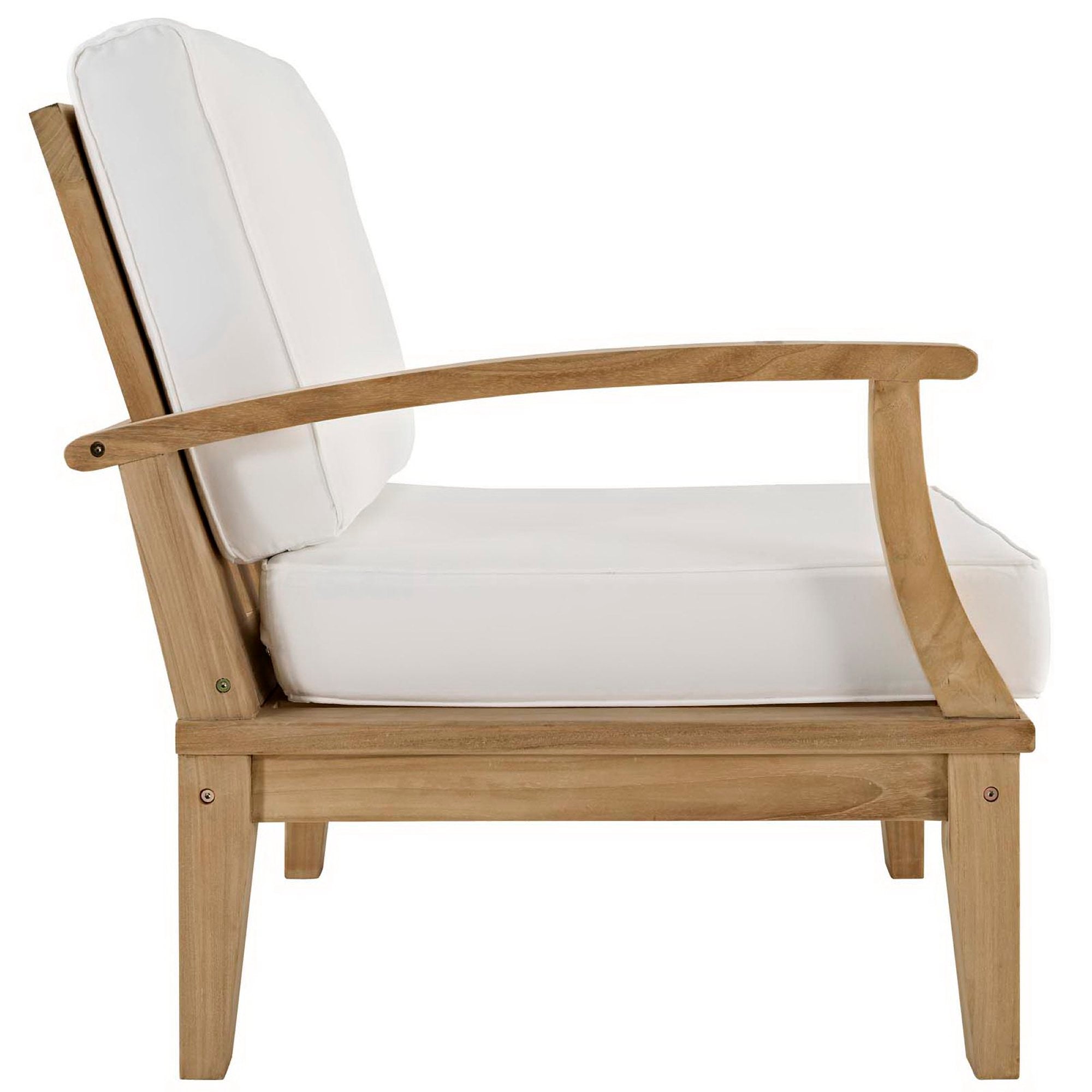 Marina Outdoor Patio Teak Left-Facing Sofa - Natural White