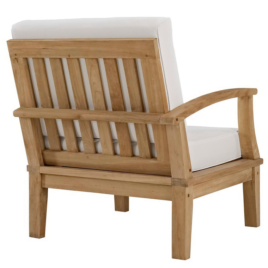 Marina Outdoor Patio Teak Left-Facing Sofa - Natural White